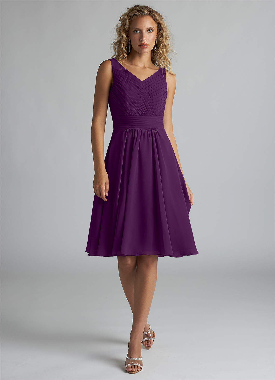 Azazie Grace Bridesmaid Dresses Grape A-Line Pleated Chiffon Dress image1