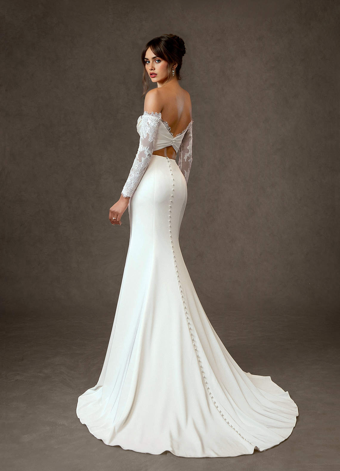 Azazie Onyx Wedding Dresses Diamond White Mermaid Sequins Crepe Back Satin Dress image1