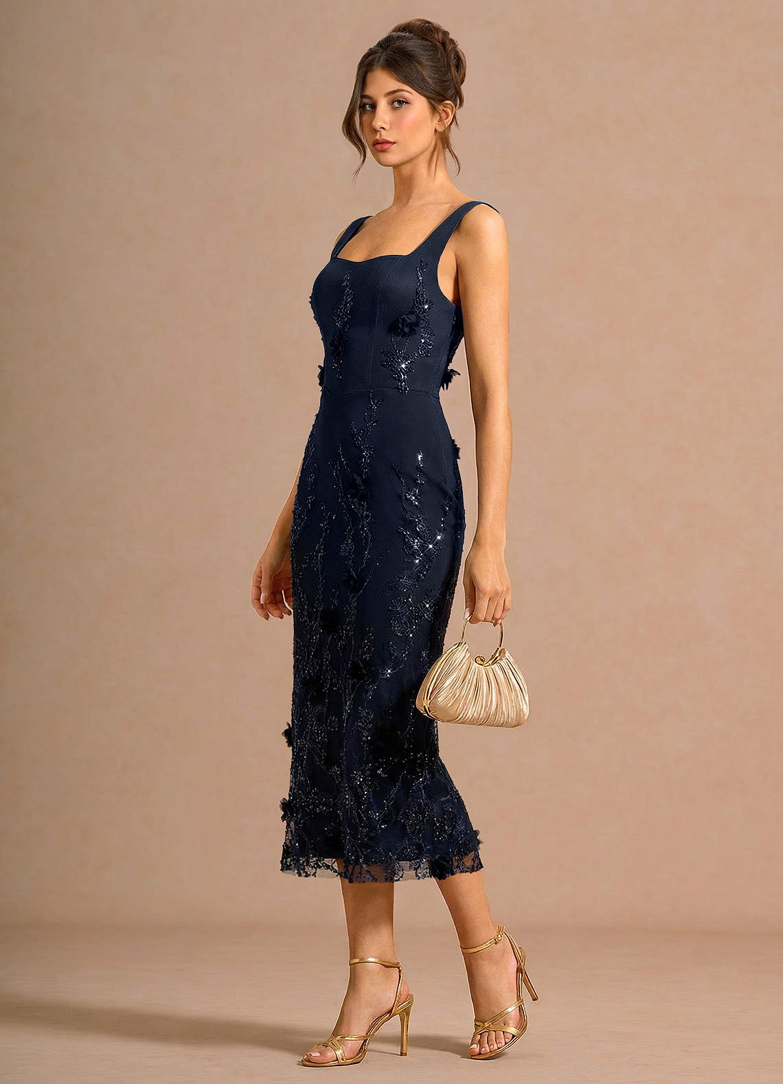 Zarelle Navy Midi Dress | Azazie