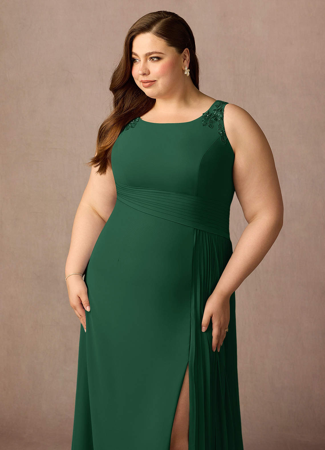 Azazie Galvan Dark Green A-Line Sequins Chiffon Dress | Azazie DE
