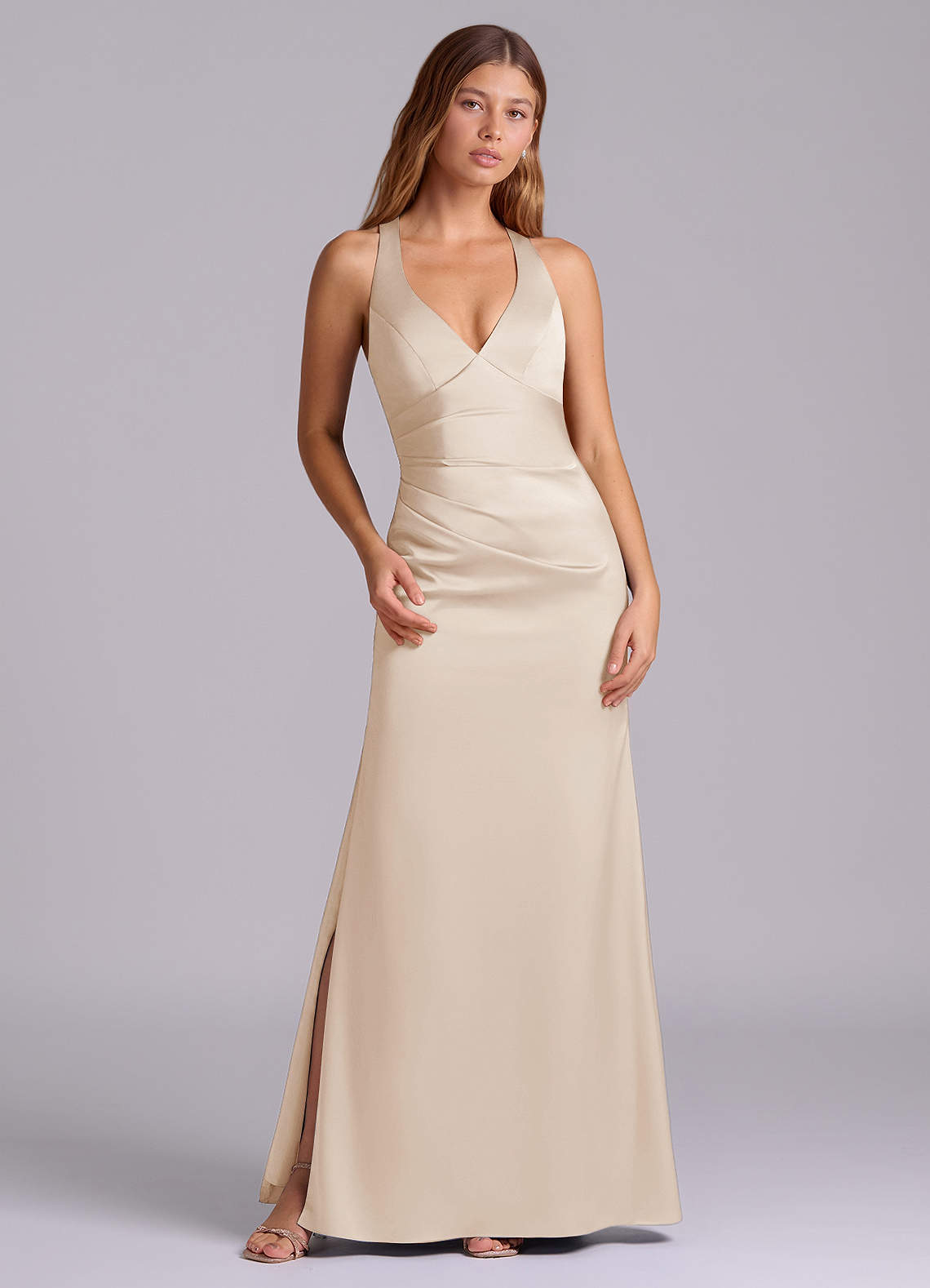 low back bridesmaid dress Custom Made A Line Grey/Gray Backless Chiffon Prom Dresses, Backless B –  jbydress