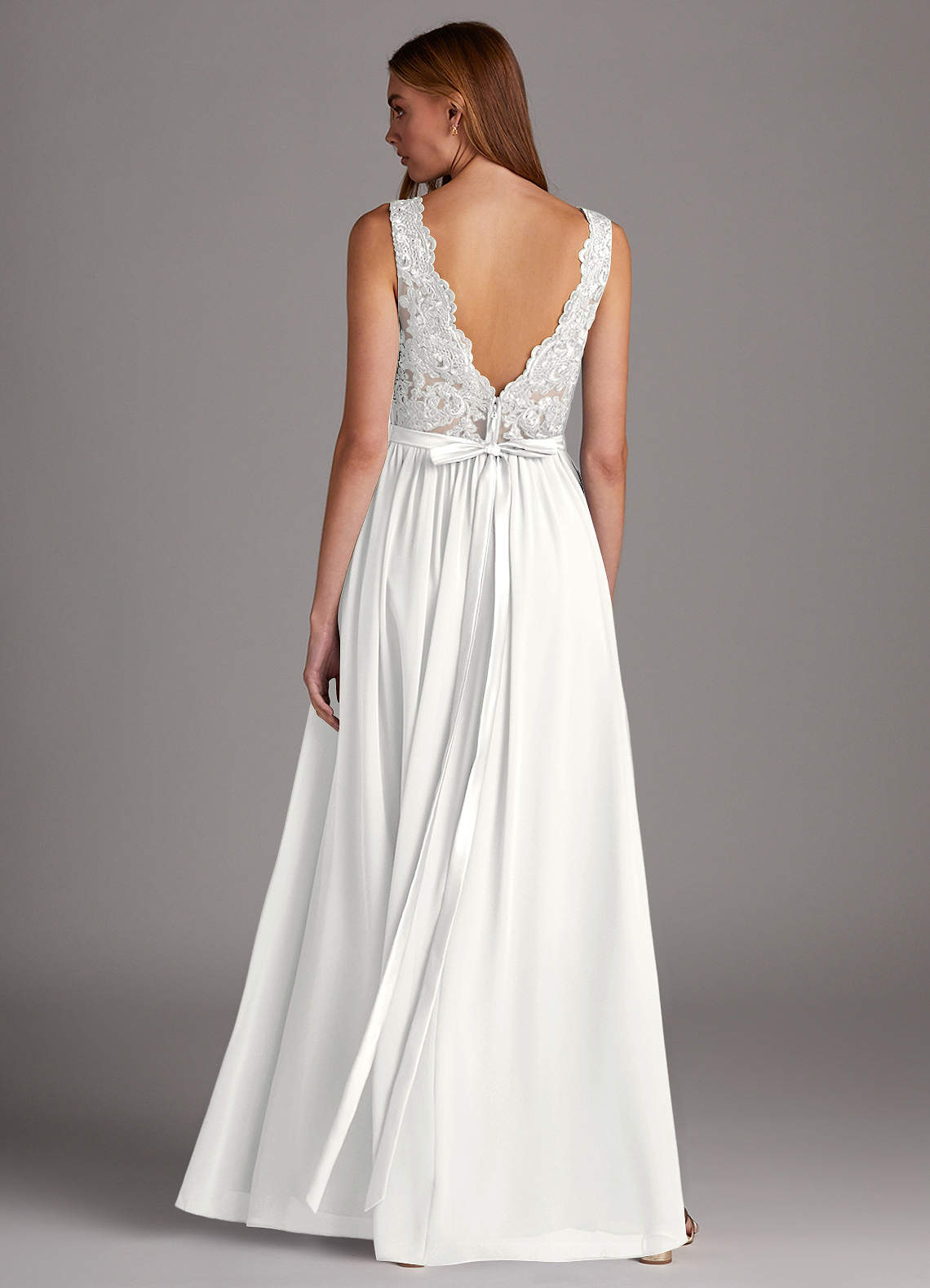 a line scoop neck bridesmaid dress A-line Scoop Neck Short Sleeve Floor-Length Chiffon Bridesmaid Dress with Lace S7427B - Bridesmaid Dresses
