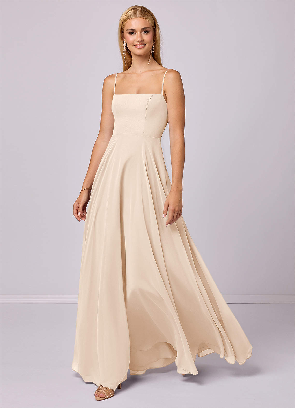 Barbie ♥ Azazie Bridesmaid Dresses White Alabaster A-Line Chiffon Dress image1