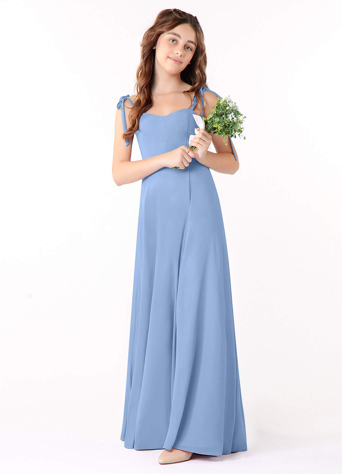 Azazie Rosey Steel Blue A-Line Sweetheart Neckline Chiffon Dress image1