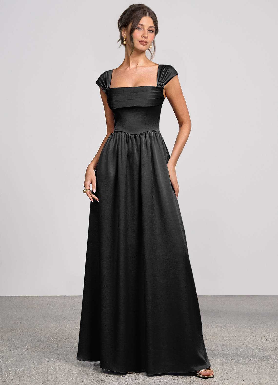 Odette Black Luminous Satin Maxi Dress image3