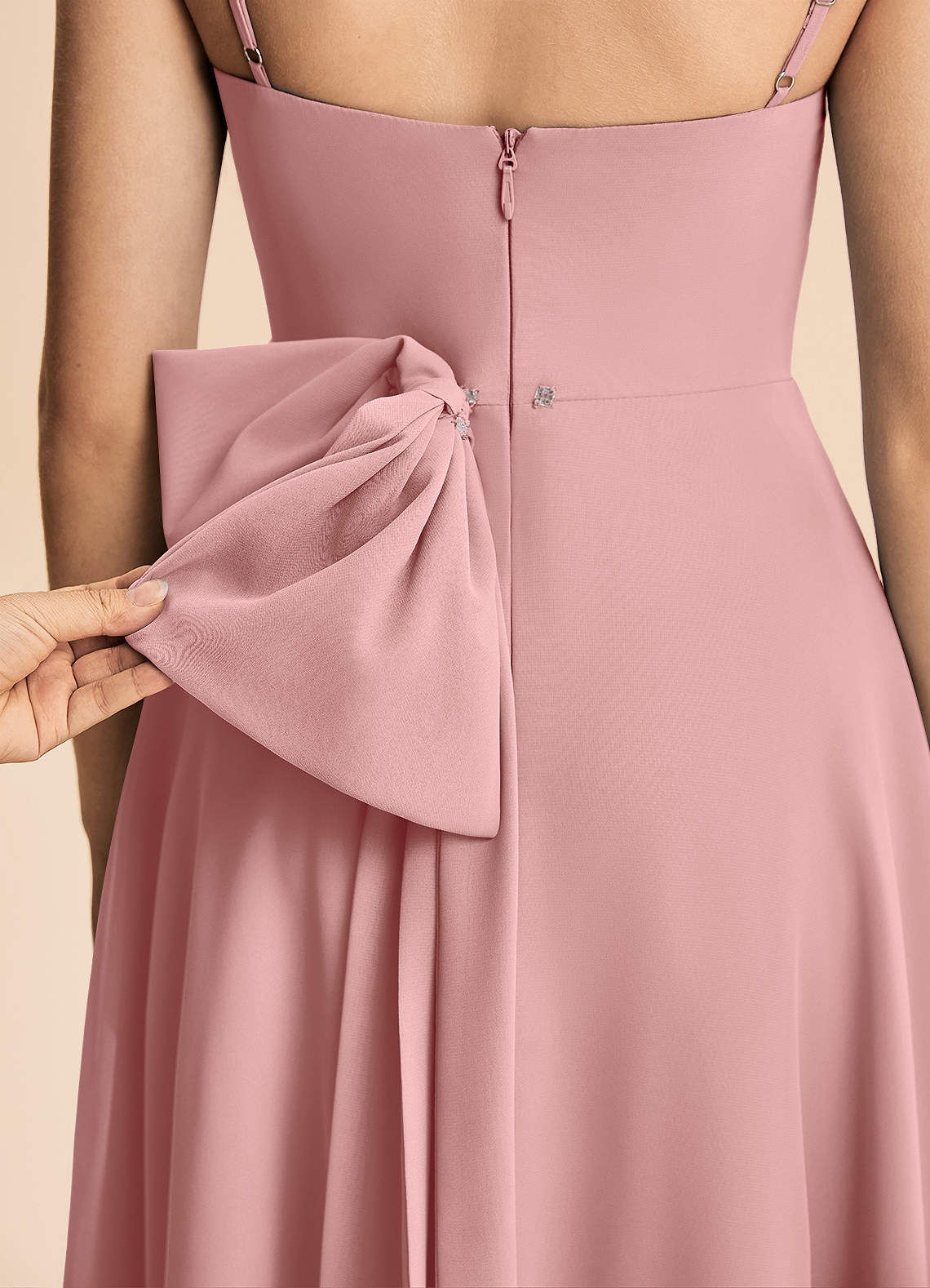 Azazie Bear Junior Dusty Rose A-Line Pleated Chiffon Dress image7