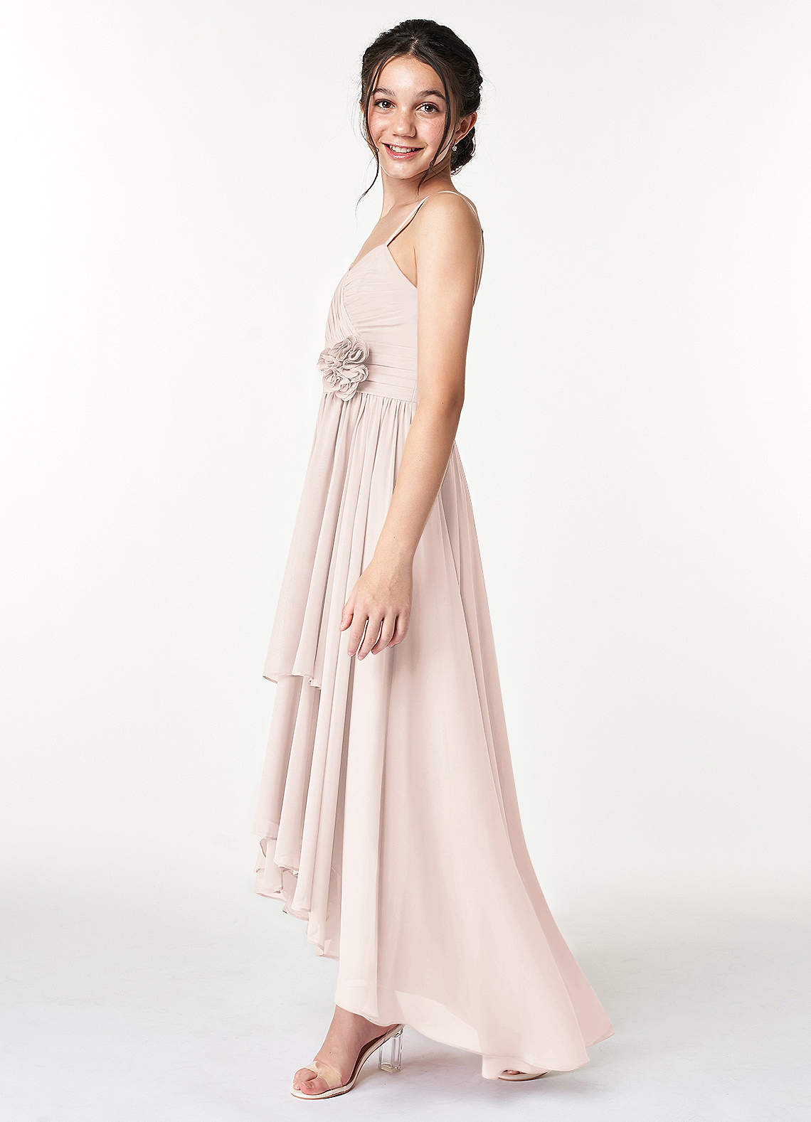 petal pink junior bridesmaid dresses Wedtrend Light Pink A-Line Spaghetti Straps Floor-Length Chiffon Junior Bridesmaid Dress Wedding Party Dress, Light Pink / J10