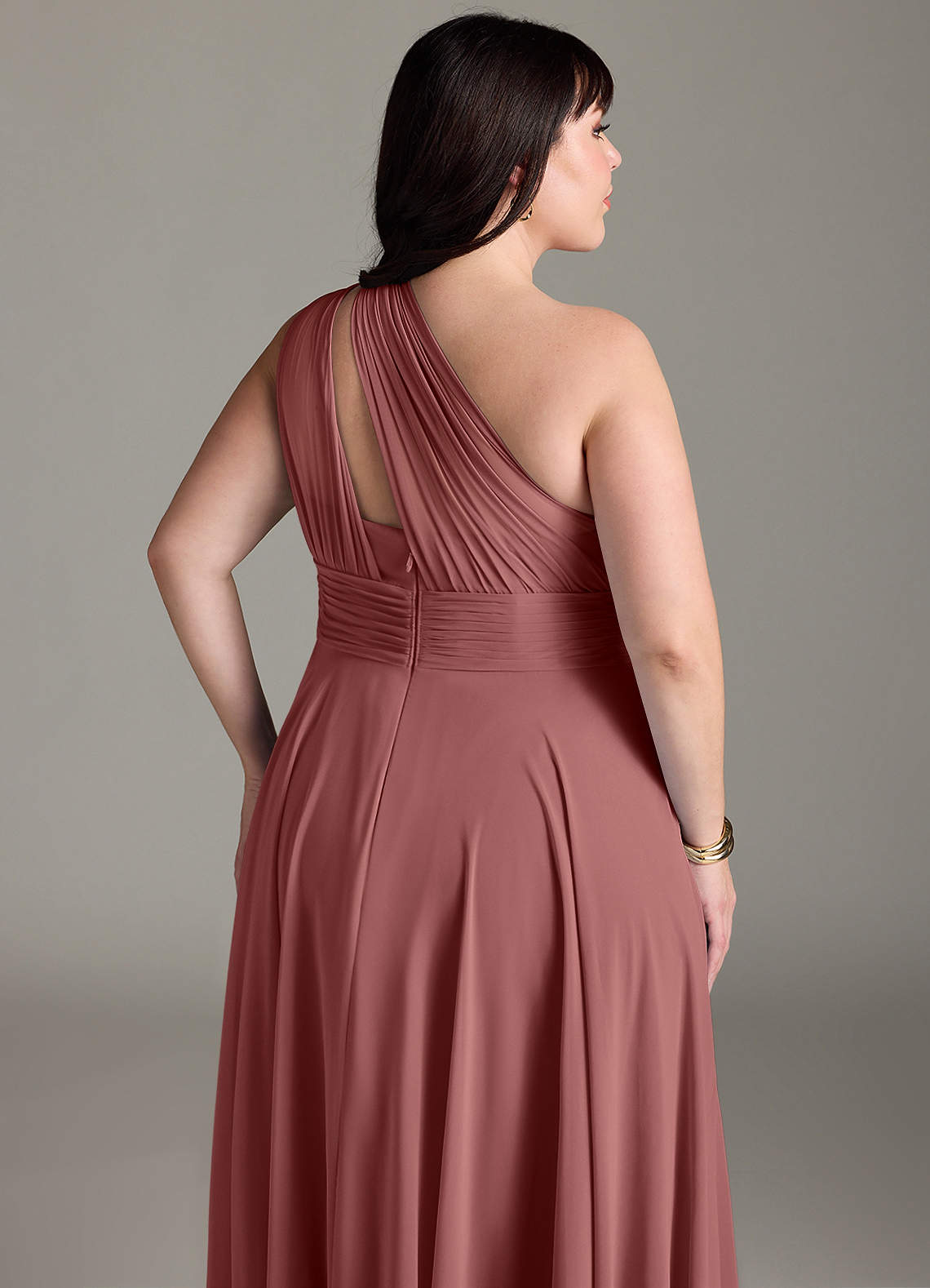 Azazie Charlize Bridesmaid Dresses Amethyst A-Line One Shoulder Chiffon Dress image12
