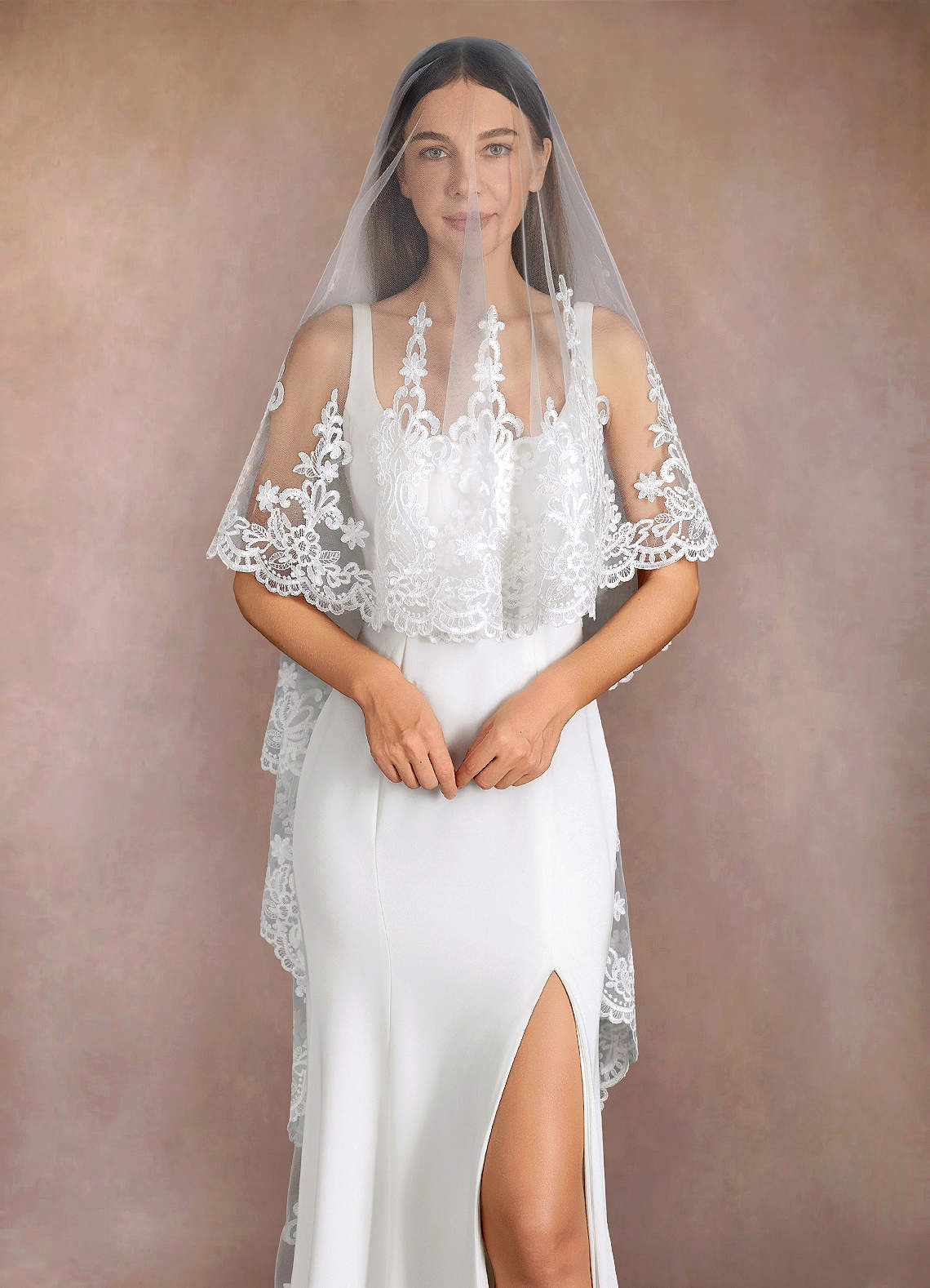 front Velo da valzer in pizzo principessa con fard