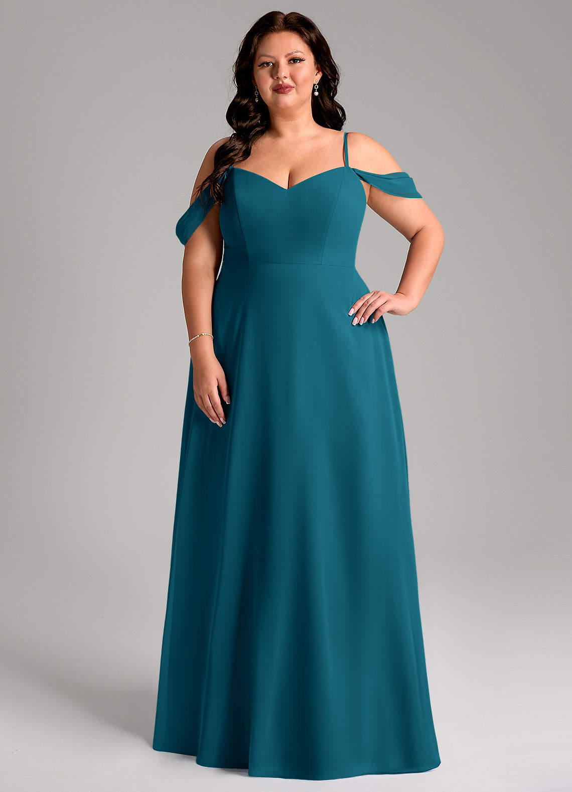 Azazie Marley Bridesmaid Dresses Ink Blue A-Line Off the Shoulder Chiffon Convertible Dress image1