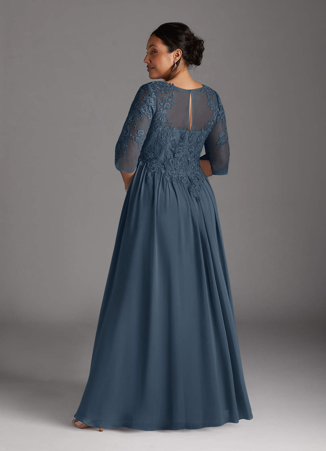 Azazie Mirielle Mother of the Bride Dresses Neptune A-Line Scoop Lace Chiffon Dress image7