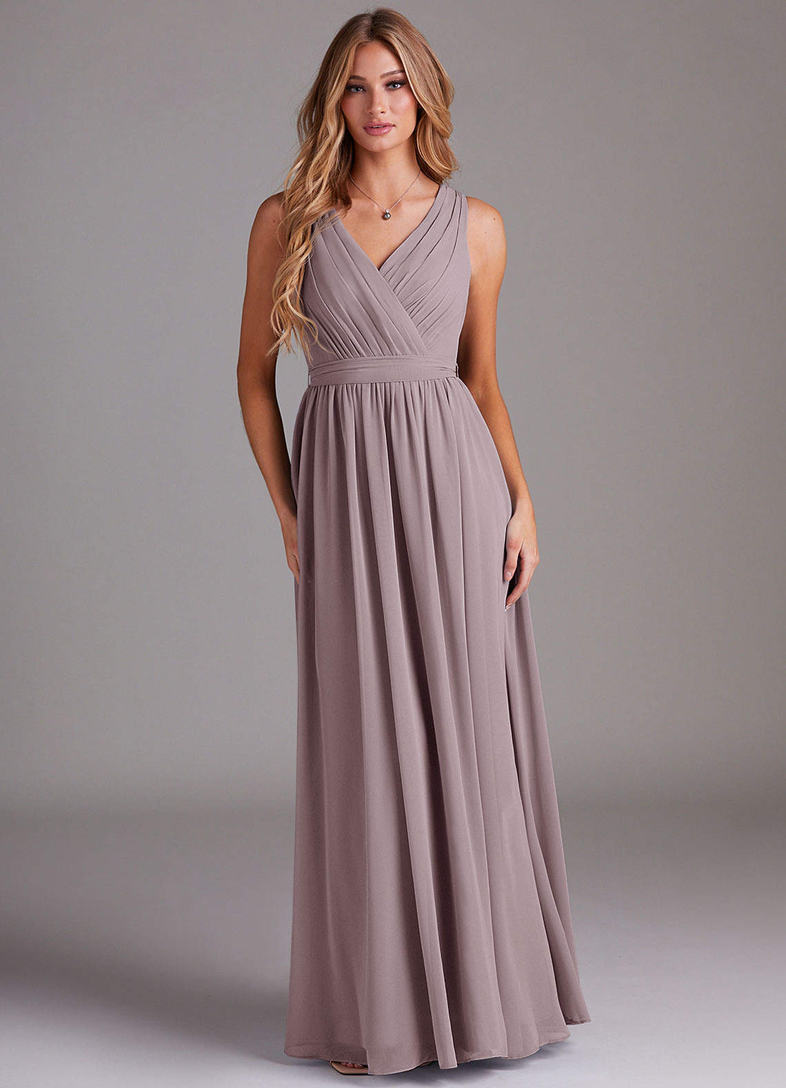 Azazie Kingsley Bridesmaid Dresses Dusk A-Line Lace Chiffon Dress image1