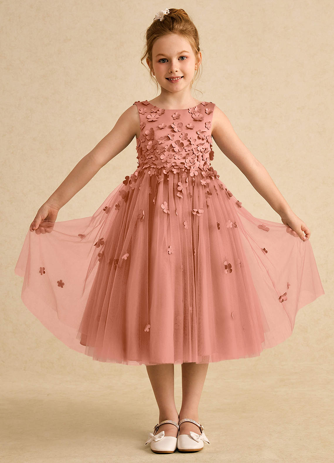 Azazie Lana Flower Girl Dresses MAI TAI A-Line Sleeveless Matte Satin Dress image1