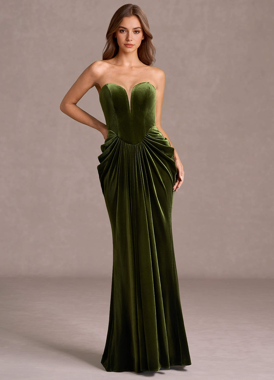 Azazie Olive Strapless Mermaid Evening Dress / Gown
