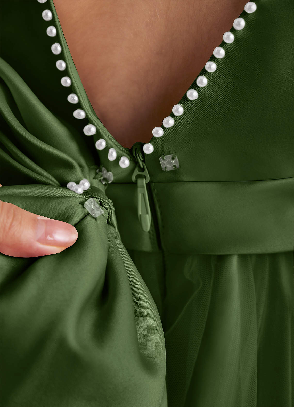 Azazie Cookie Flower Girl Dresses Olive A-Line Bow Tulle Dress image4