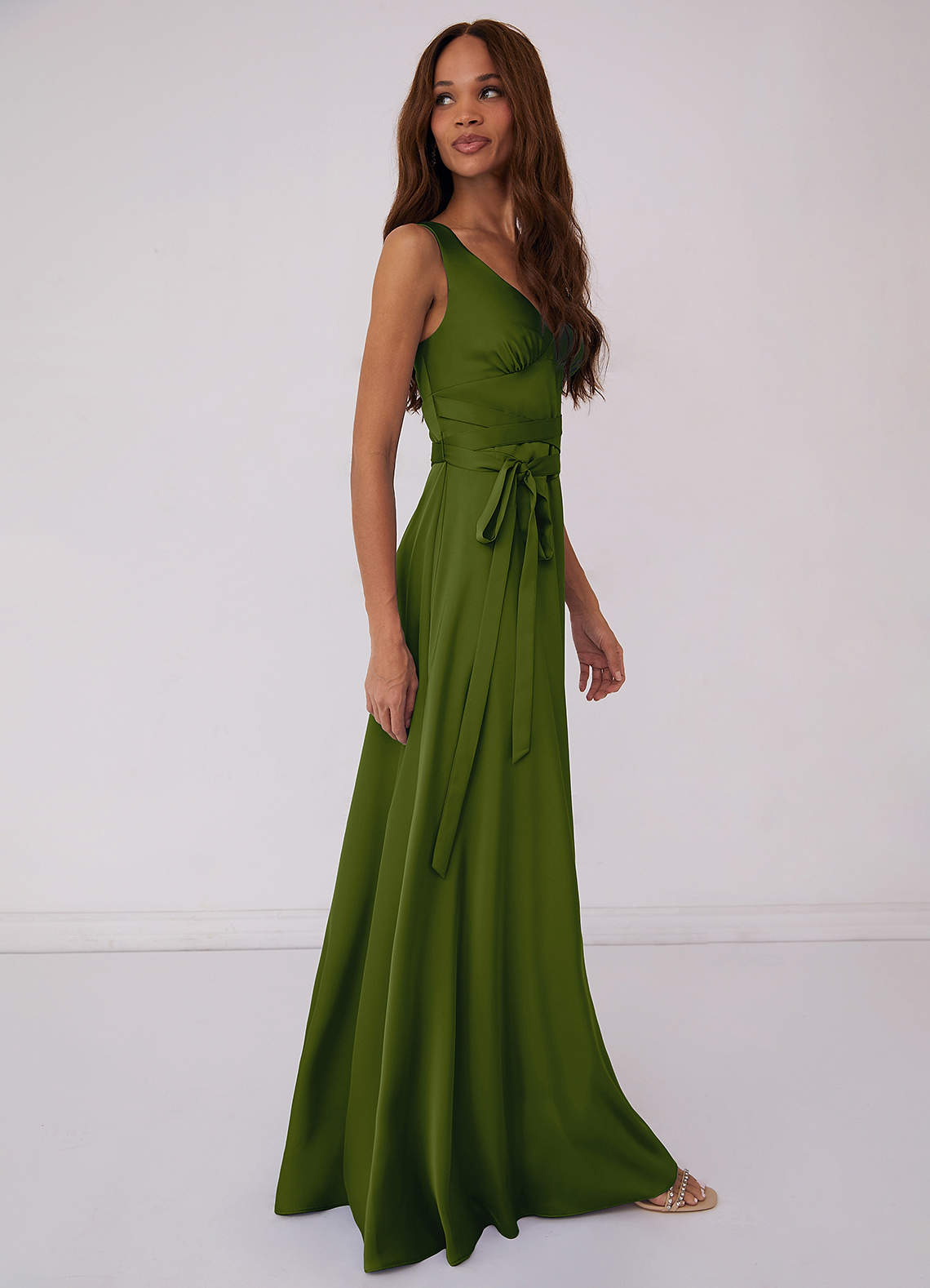A-line Chiffon Dresses with V-neck Empire Waist Ink Blue
