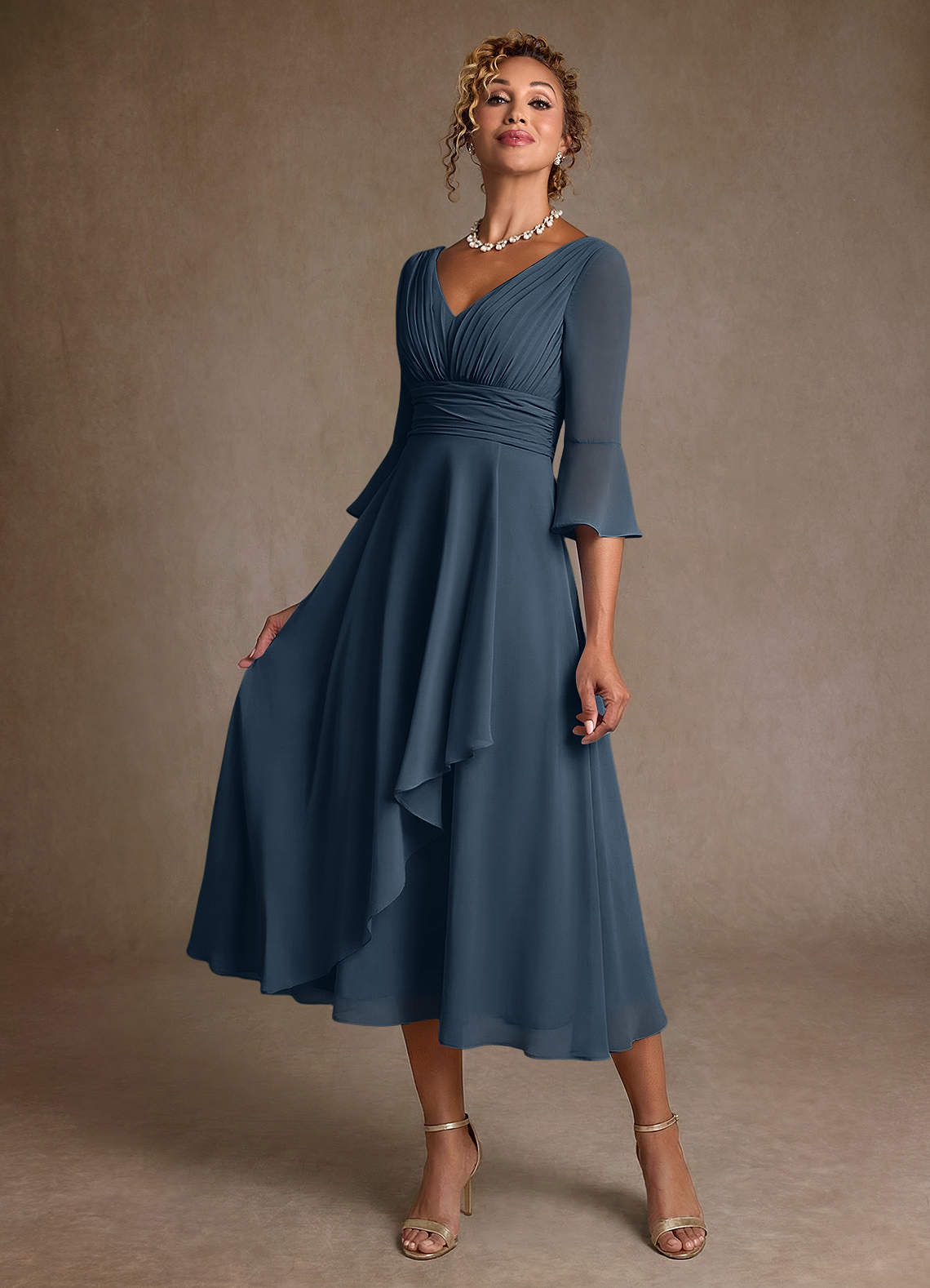 Azazie Aerynne Mother of the Bride Dresses Neptune A-Line Pleated Chiffon Dress image2