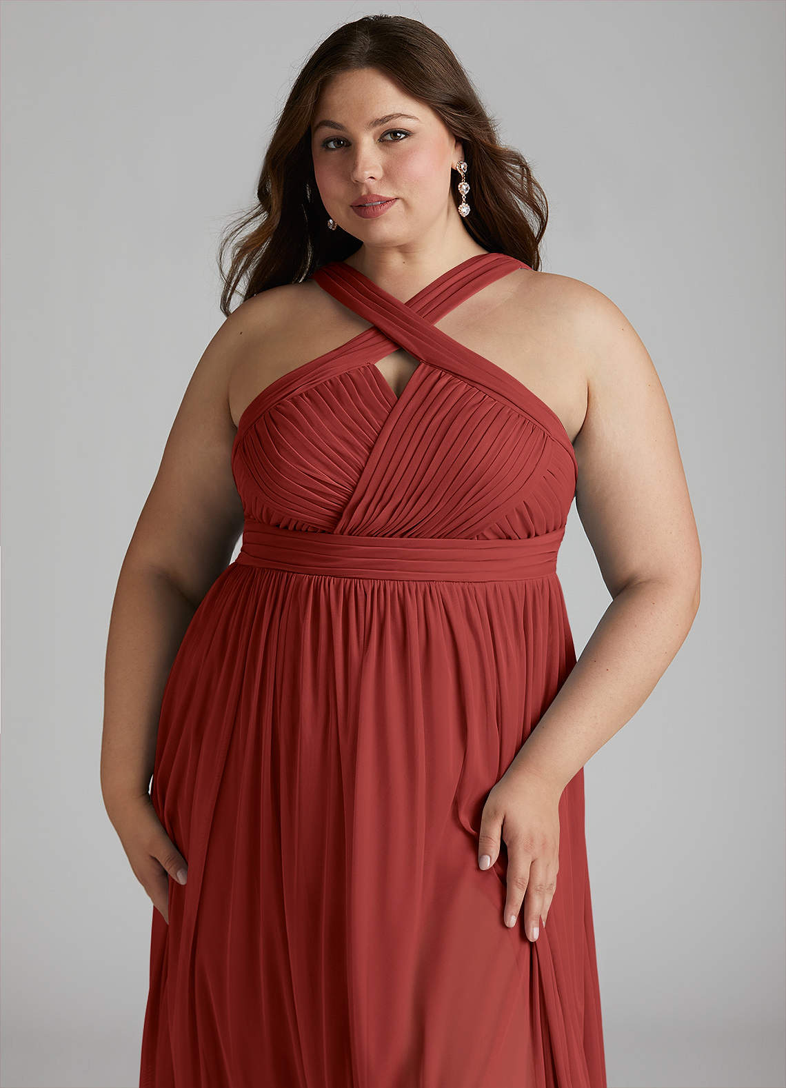 slim fit dress slacks Chic Plus Size Ombre Halter Neck Pleated Dress for Elegant Occasions –  Canary Houze main image 1