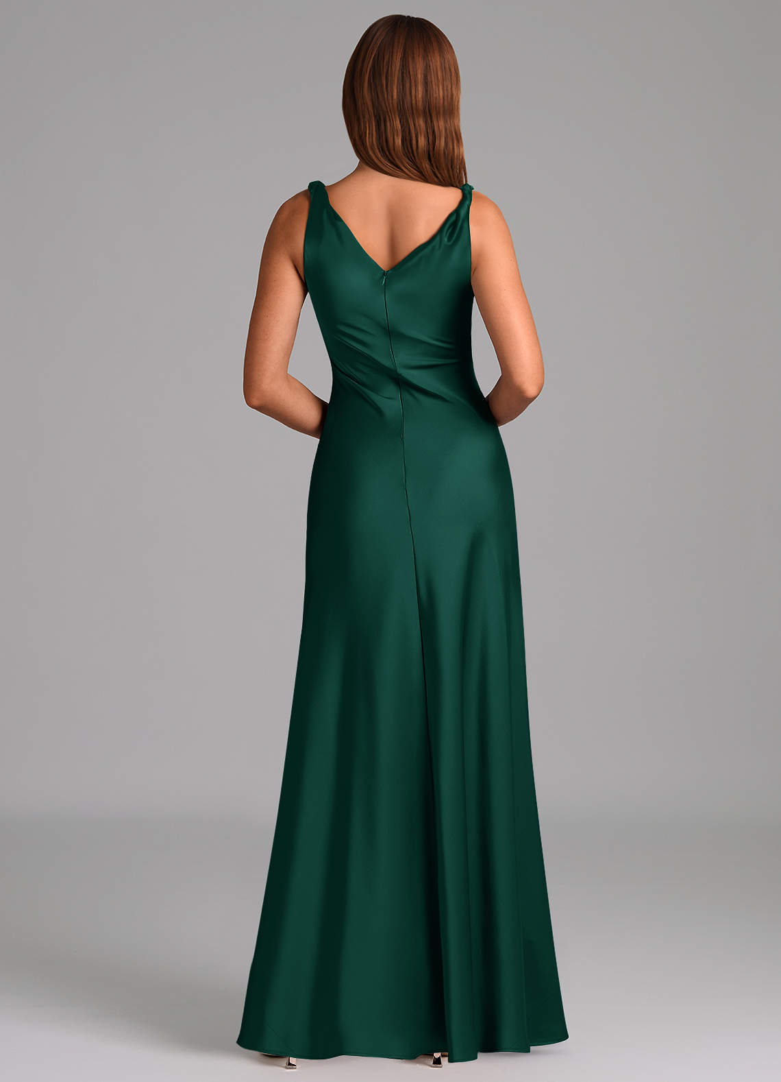 Azazie A-Line Cowl Neck Floor-Length Stretch Satin Bridesmaid Dresses