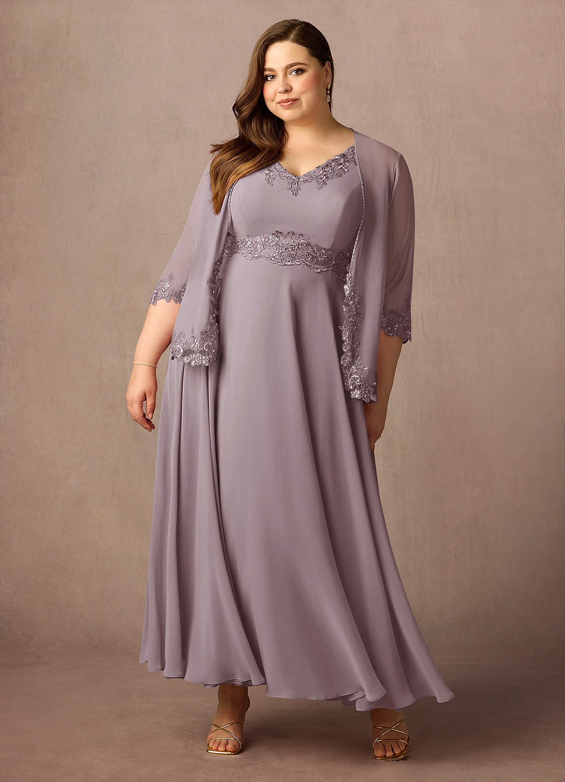 Azazie Devana Abiti per la Madre della Sposa Abito A-Line in Chiffon Lustrini Dusk image5