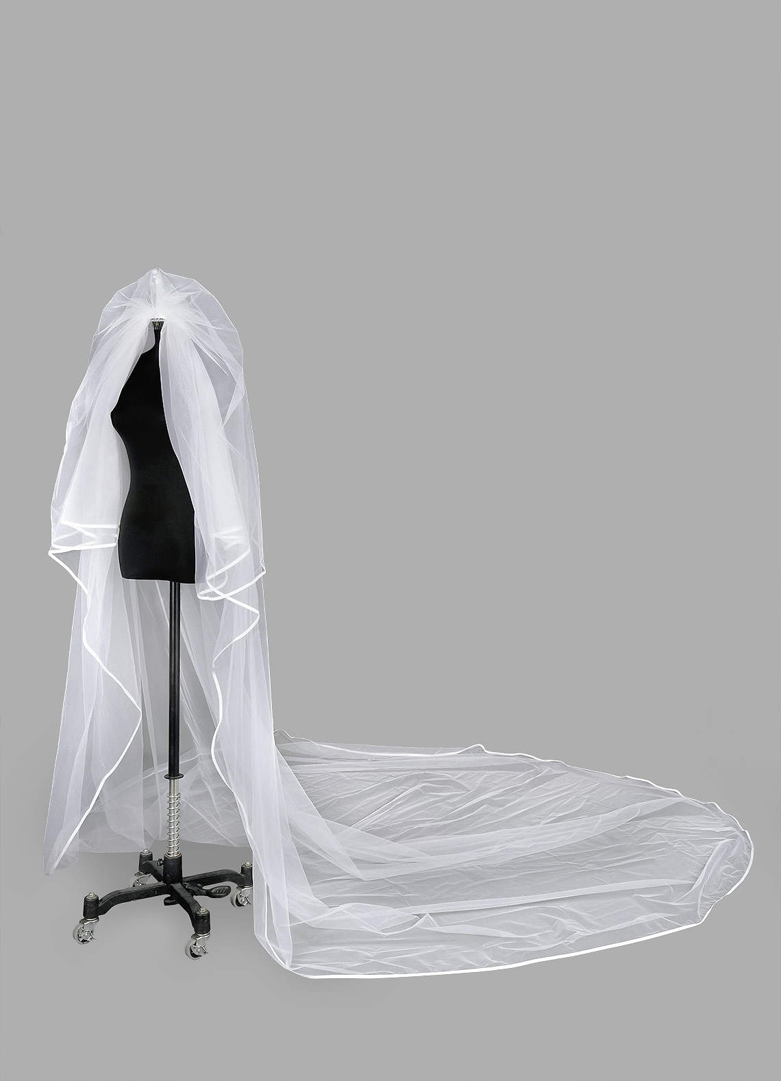 front Adeline Ribbon Cathedral Veil With Blusher