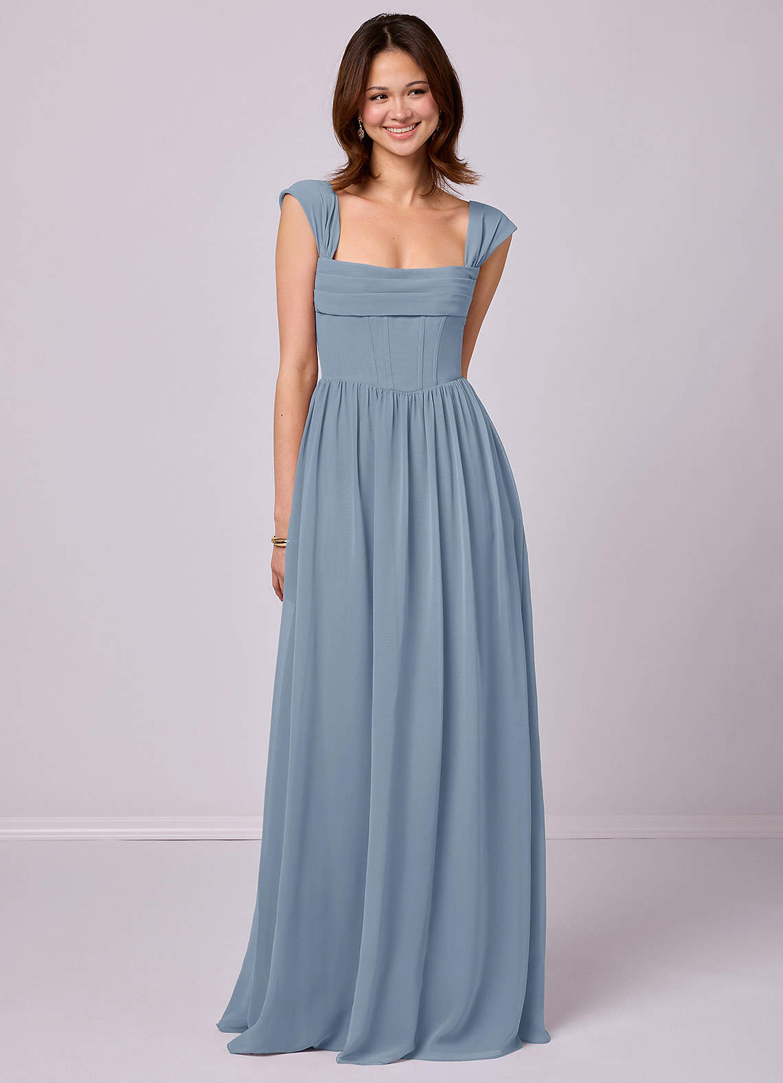 Barbie ♥ Azazie Bridesmaid Dresses A-Line Corset Chiffon Floor-Length Dress image1