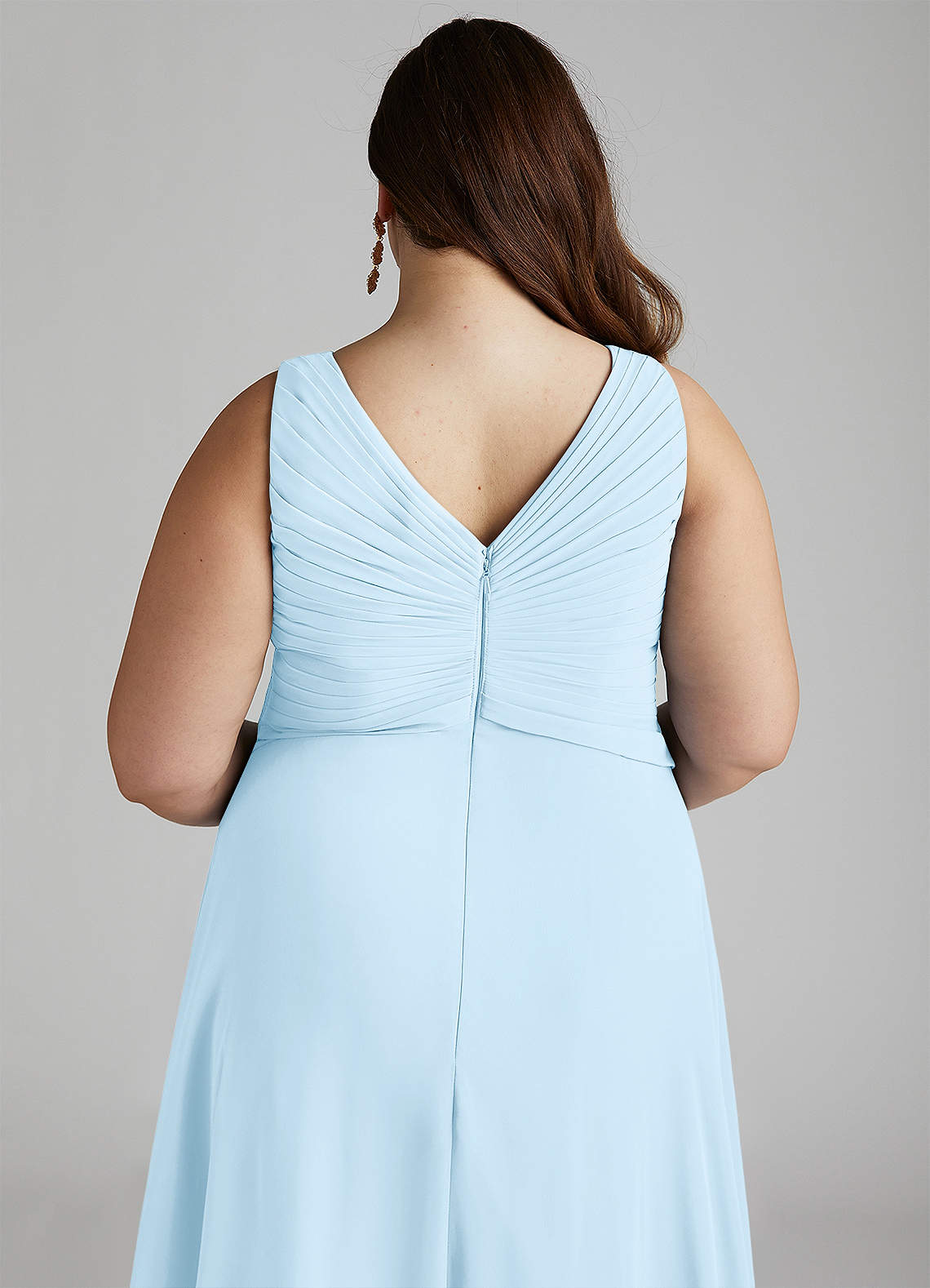 Azazie Flora At-home Try On Dresses Agave A-Line Pleated Chiffon Dress image13