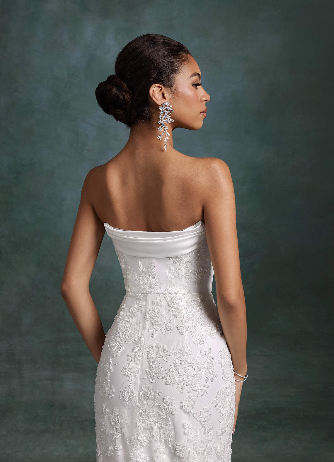 Azazie Frankie Wedding Dresses Diamond White Fit and Flare Strapless Embroidered Sequin Dress image6