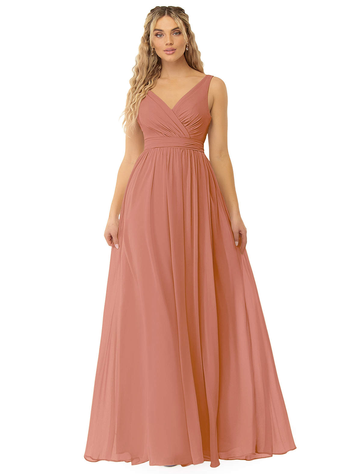 Azazie Kora Bridesmaid Dresses MAI TAI A-Line Pleated Chiffon Dress image1