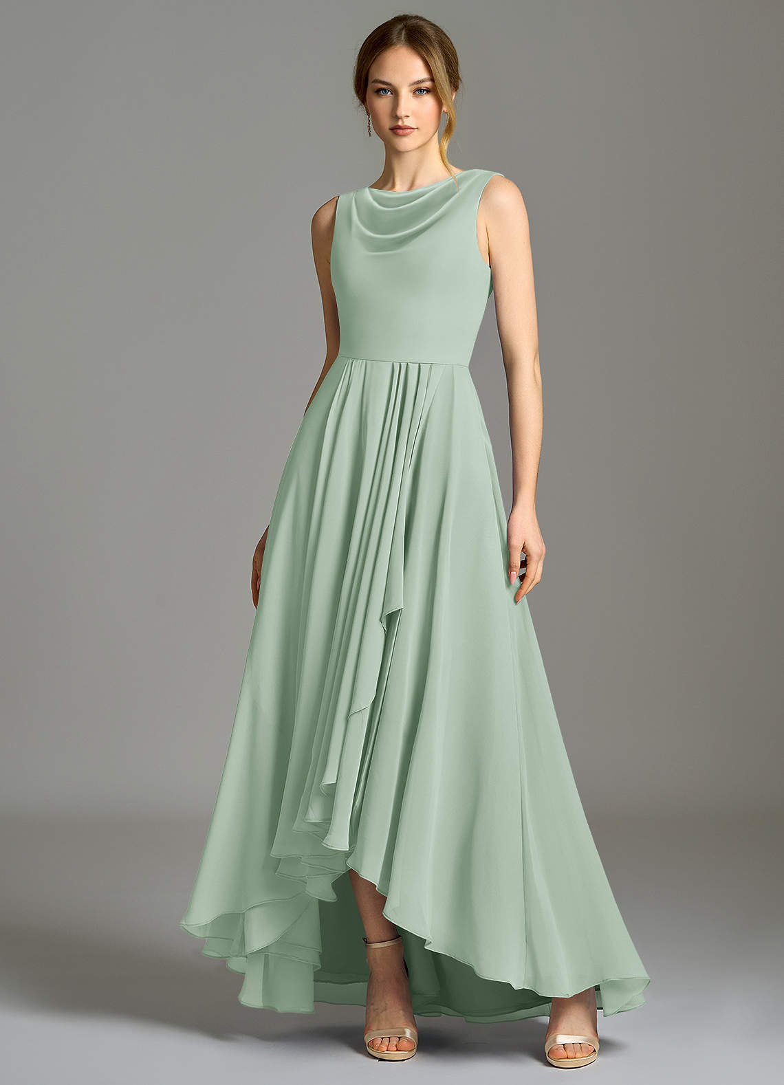 Azazie Wonderland Agave Chiffon Bridesmaid Dresses