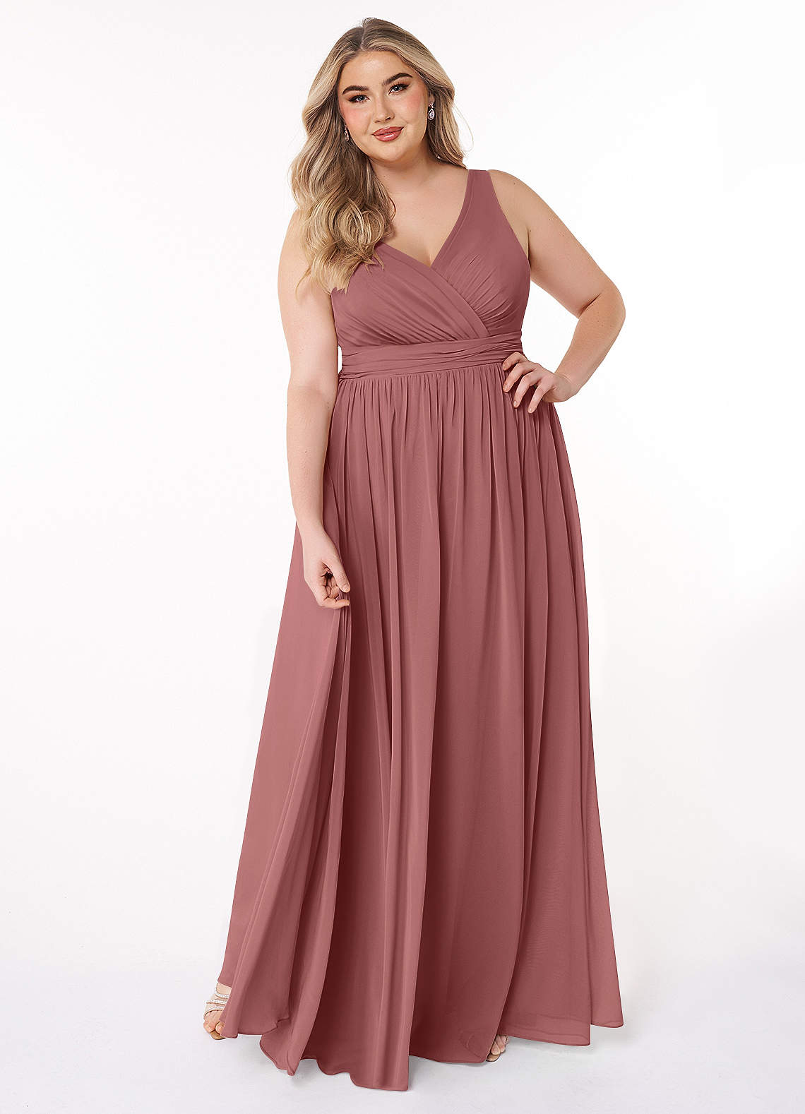 Azazie Kora Bridesmaid Dresses Amethyst A-Line Pleated Chiffon Dress image1