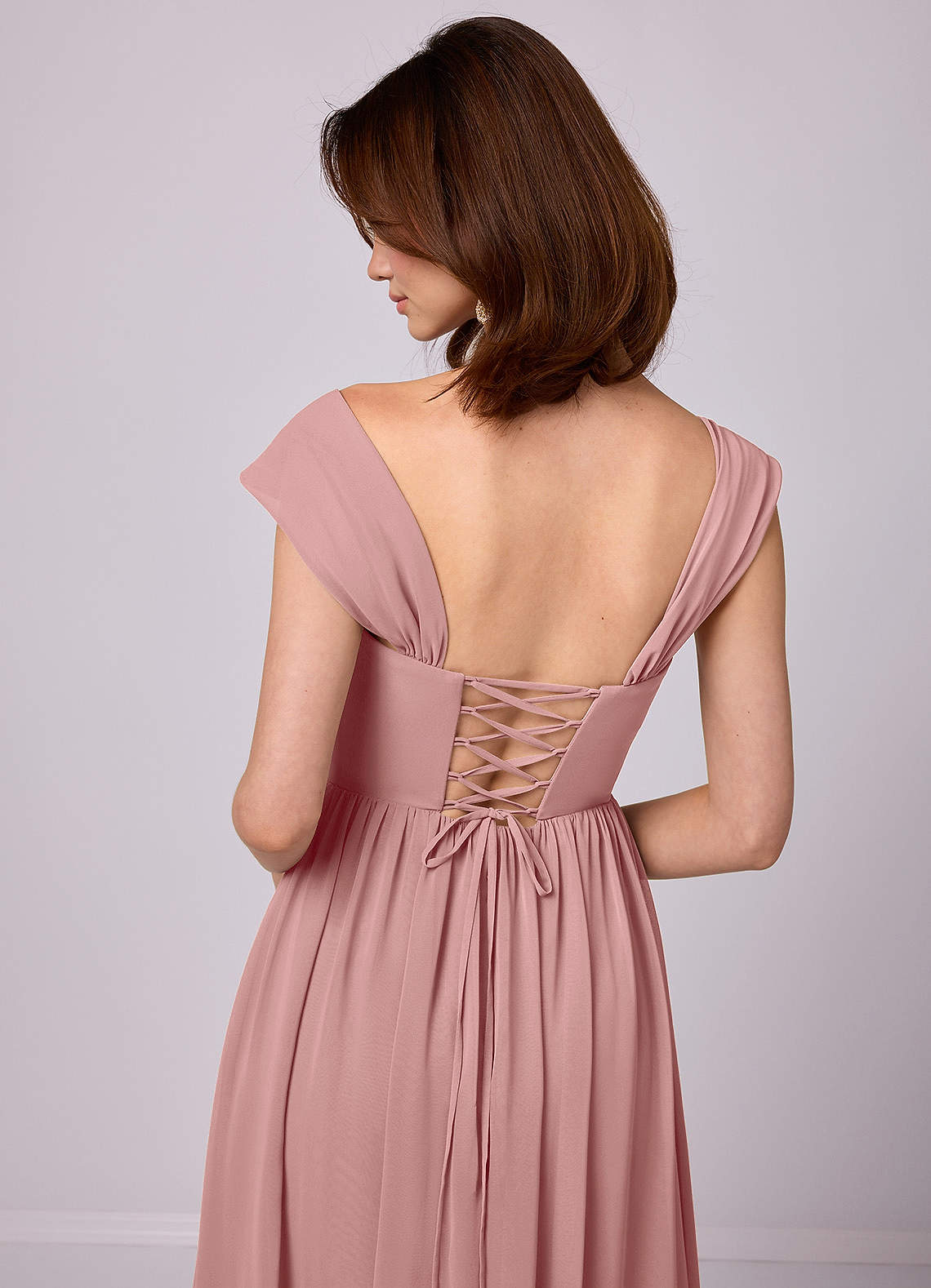 Barbie ♥ Azazie Endeligt Salg En streg Korset Chiffon Gulv-længde Kjole image6