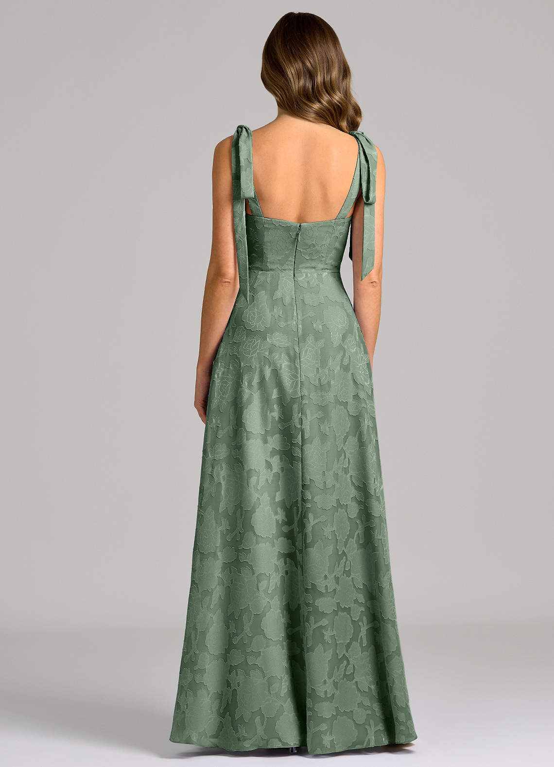 Azazie Debra Bridesmaid Dresses Matcha A-Line with Pockets Floral Burnout Dress image5