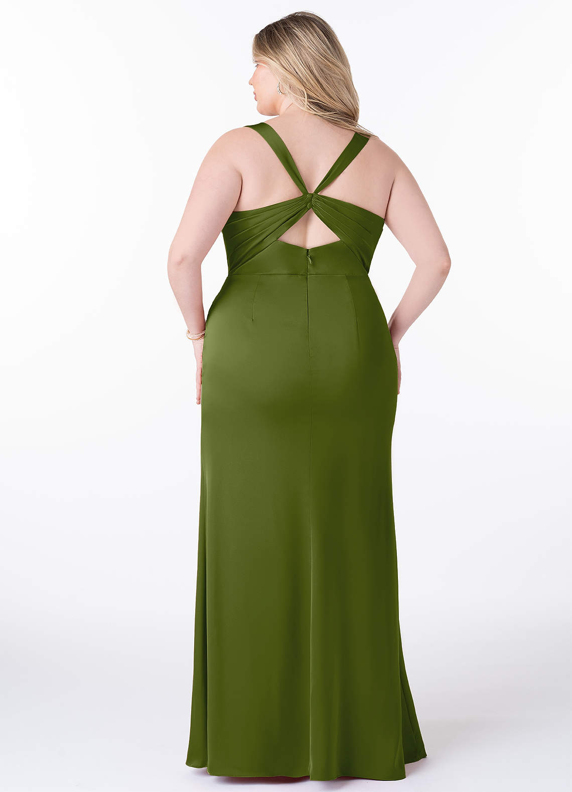 Azazie Mero Bridesmaid Dresses Juniper Sheath Pleated Stretch Satin Dress image6