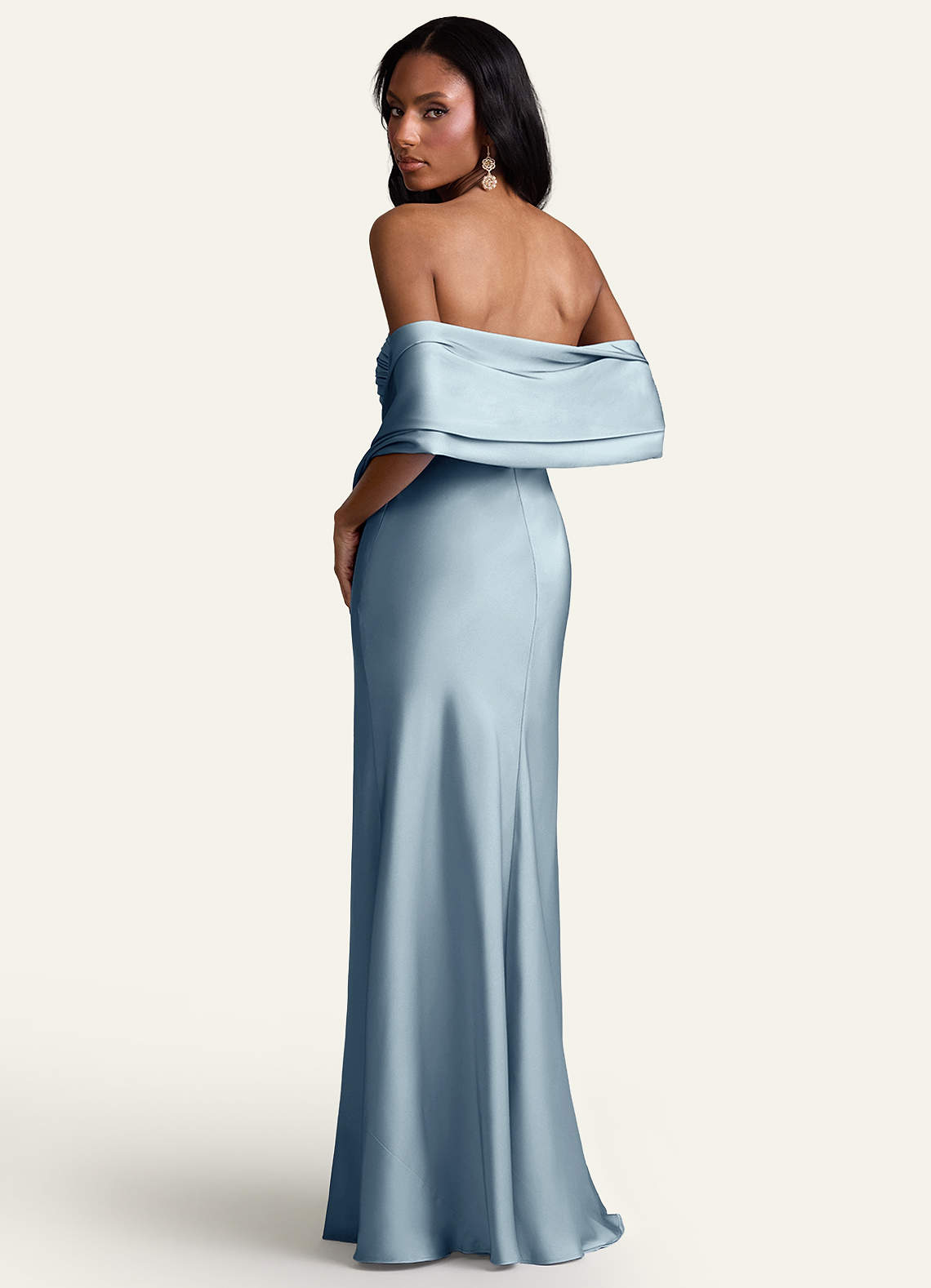 front Azazie Matching Color Aleena Stretch Satin Shawl