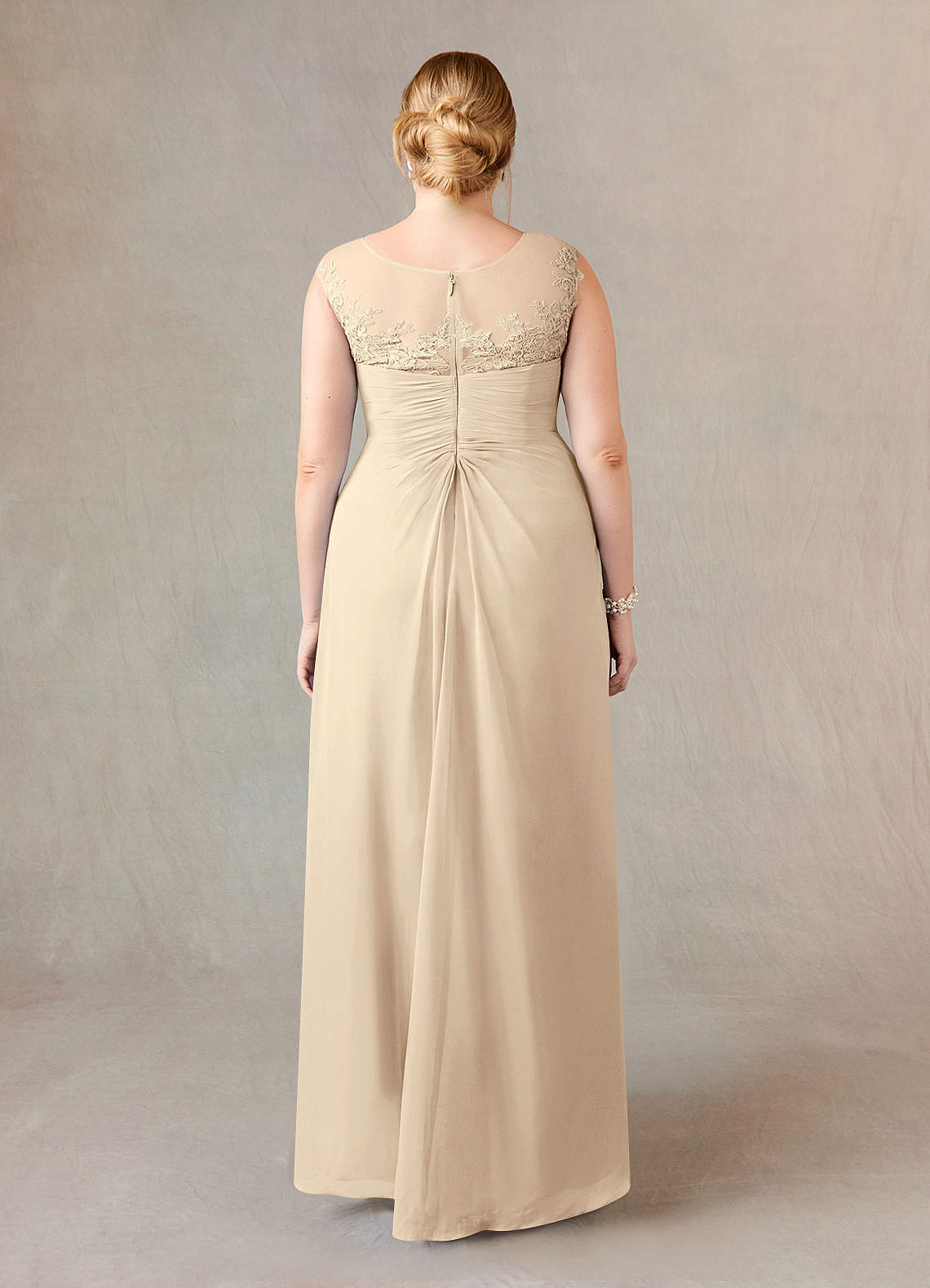 Azazie Endora Mother of the Bride Dresses Champagne A-Line Scoop Lace Chiffon Dress image7