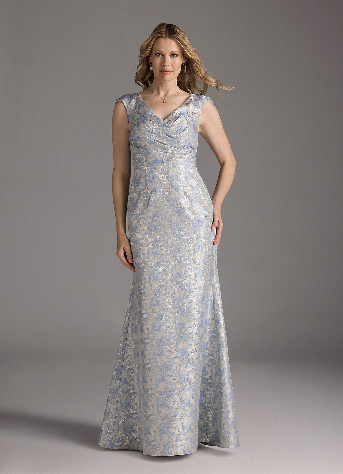 Azazie Elanor Dusty Blue Mermaid Pleated Jacquard 1 Dress | Azazie