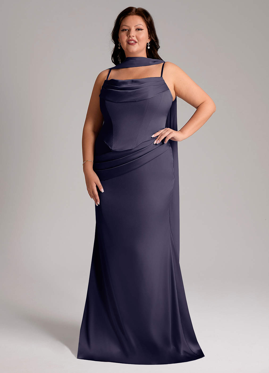 Azazie Sorrel Bridesmaid Dresses Stormy Mermaid Strapless Stretch Satin Convertible Dress image6