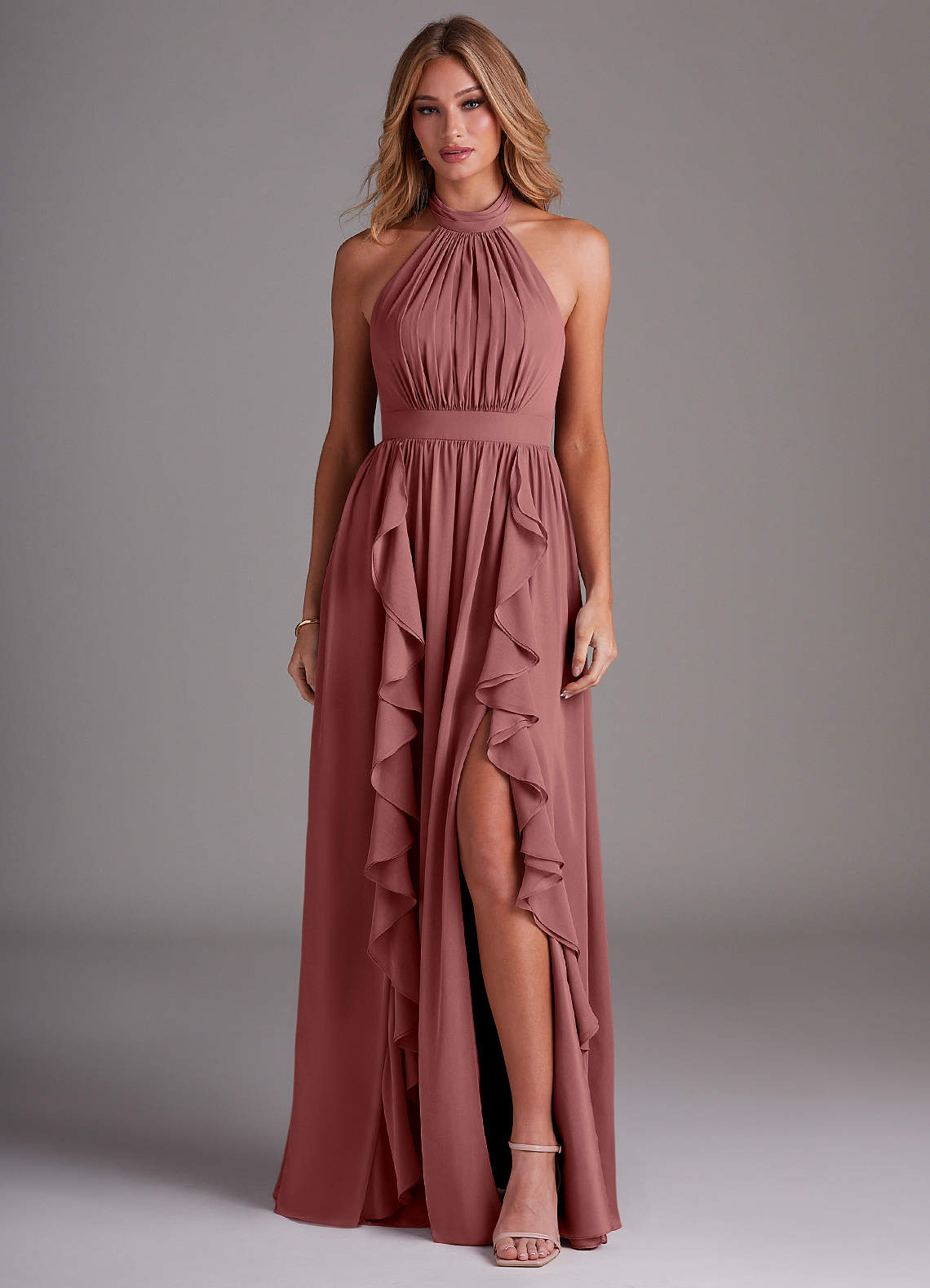 Azazie Avary Bridesmaid Dresses Amethyst A-Line Pleated Chiffon Dress image1