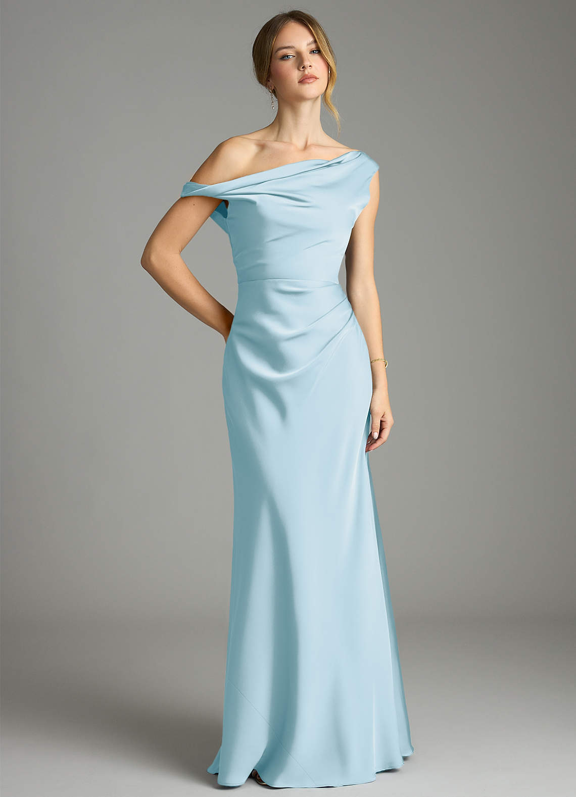 chinese dress ladies Slate Blue Spaghetti Straps Trumpet/Mermaid Wedding Guest Dress main image 0