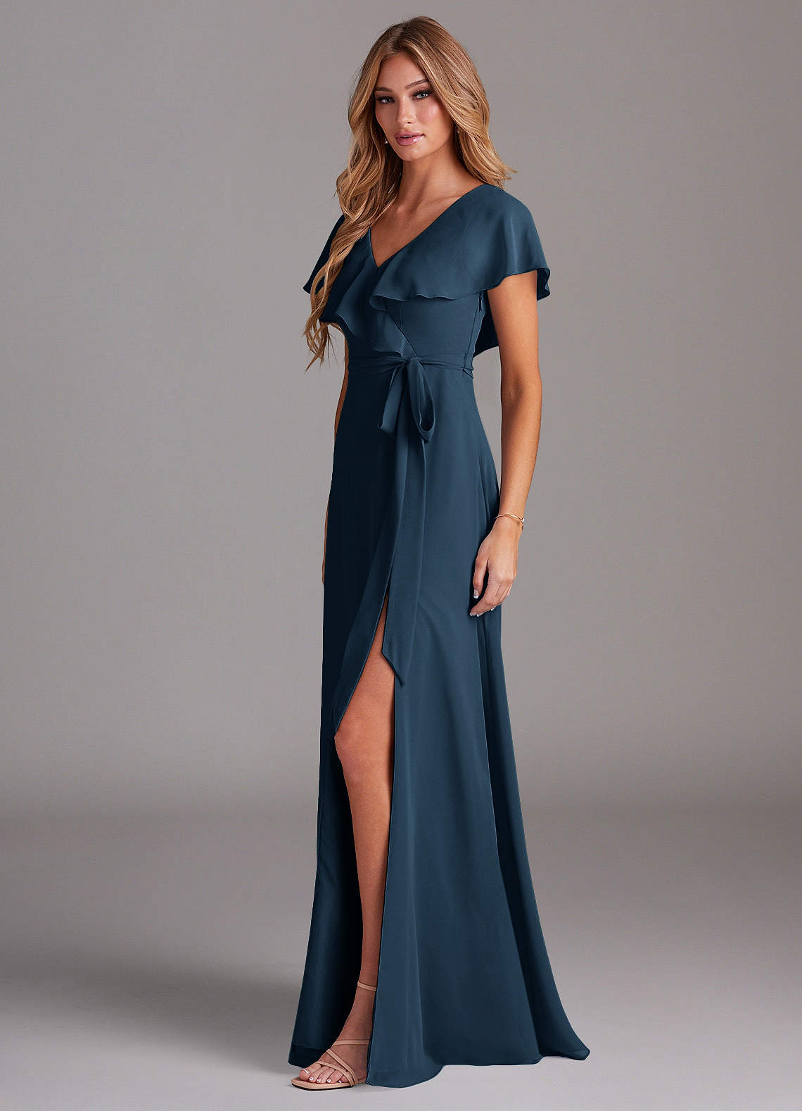 navy bridesmaid dresses with pockets Azazie Lainey Hemline/Train