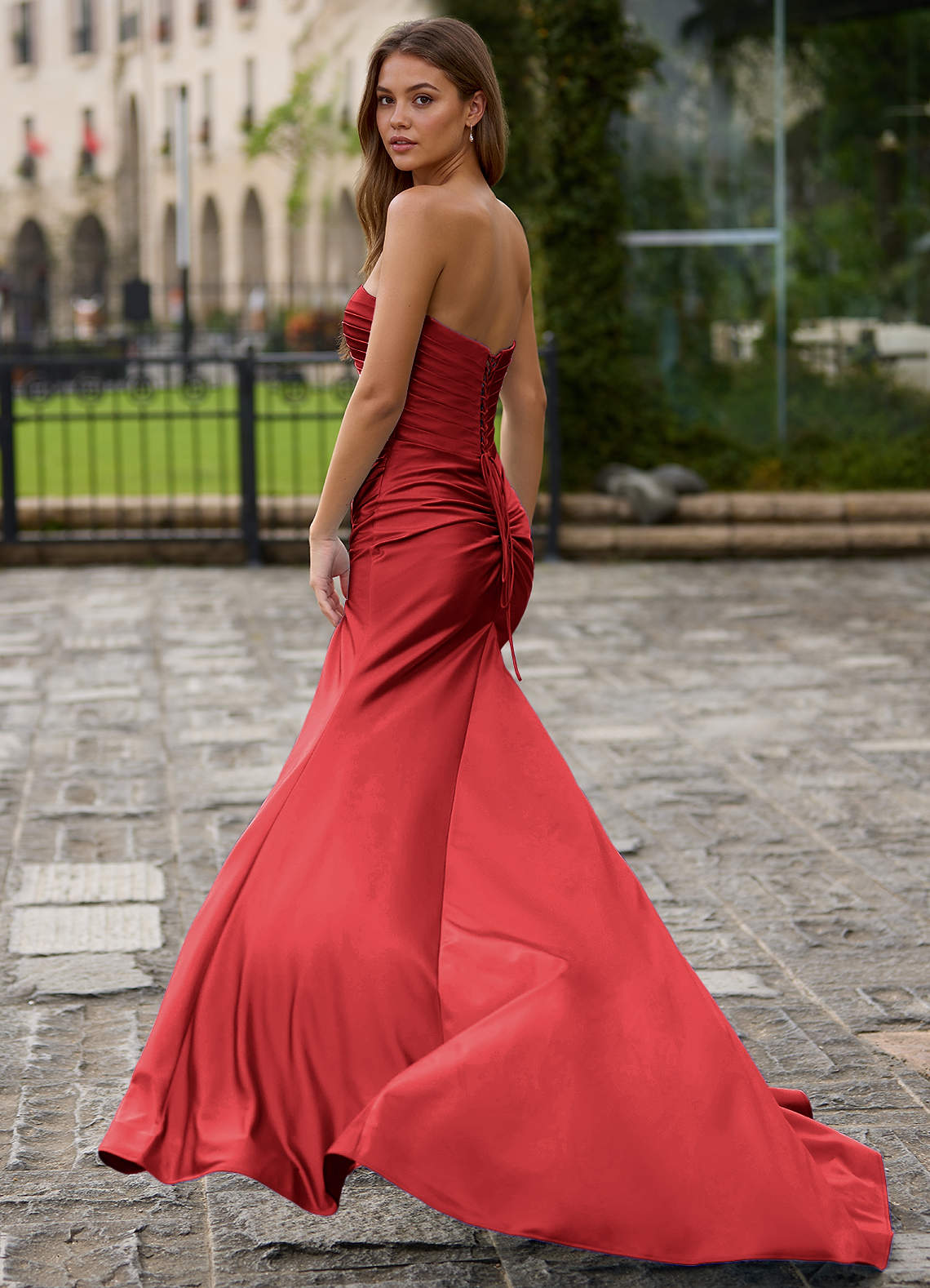 Glitz Rojo Vestido de fiesta de sirena image1