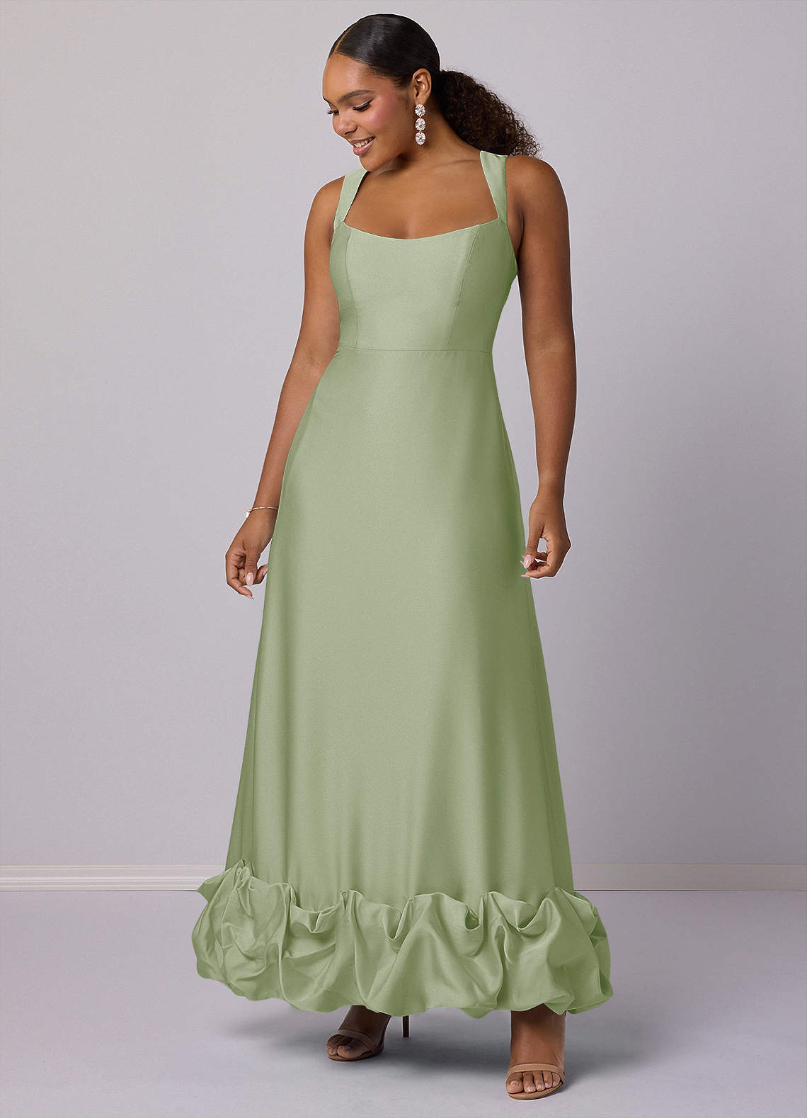 Barbie ♥ Azazie Bridesmaid Dresses A-Line Stretch Satin Ankle-Length Dress with Pockets image7