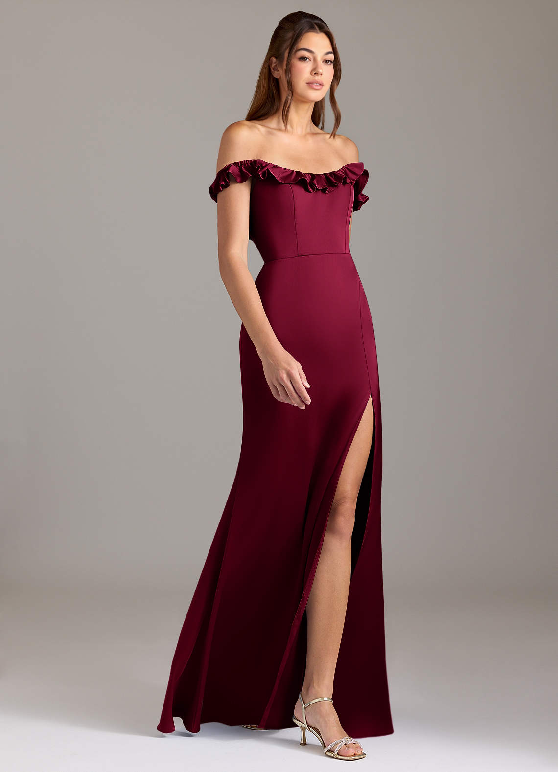 burgundy dress with accessories KissProm