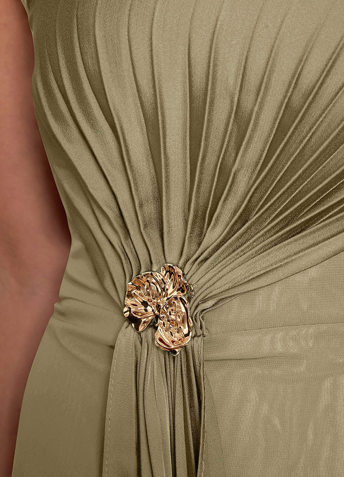 Azazie Dinanta vestidos de madre de la novia Vestido de Musgo Verde de Gasa de Columna con Plisado image7