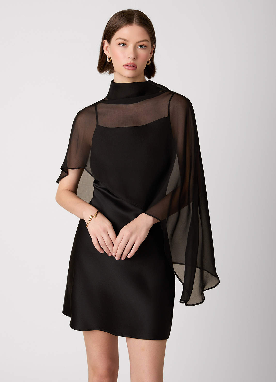 Crystle Black 100% Washable Silk Mini Dress | Azazie