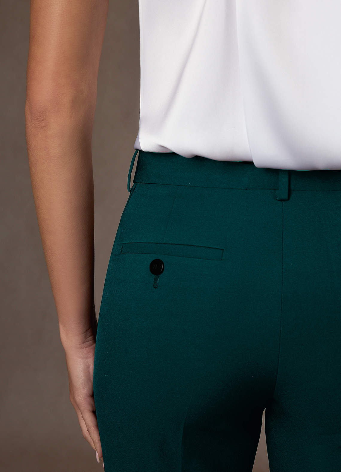 front Whitney Pine Structured Stretch Full Length Dress Pants