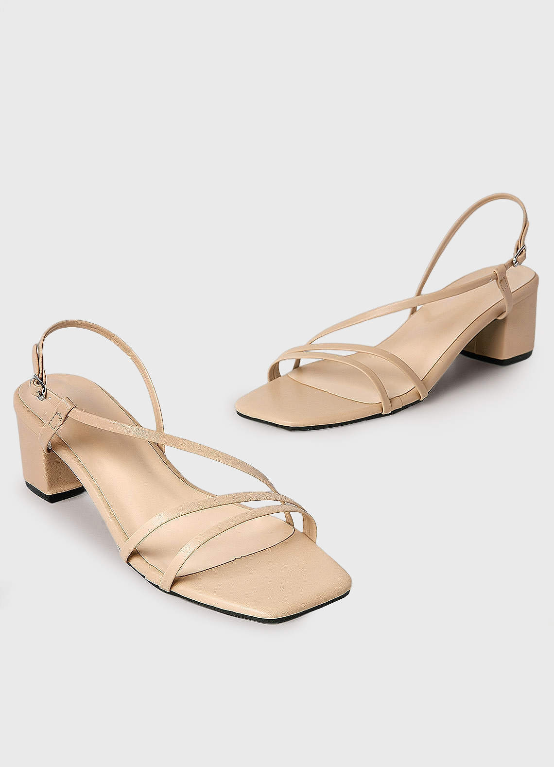 front Strips Block Heel Sandals