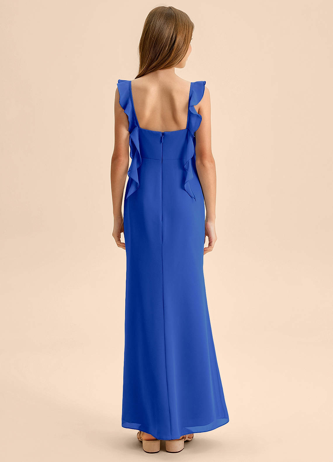 Azazie Jessamine Junior Royal Blue Mermaid Sweetheart Neckline Chiffon Dress image1