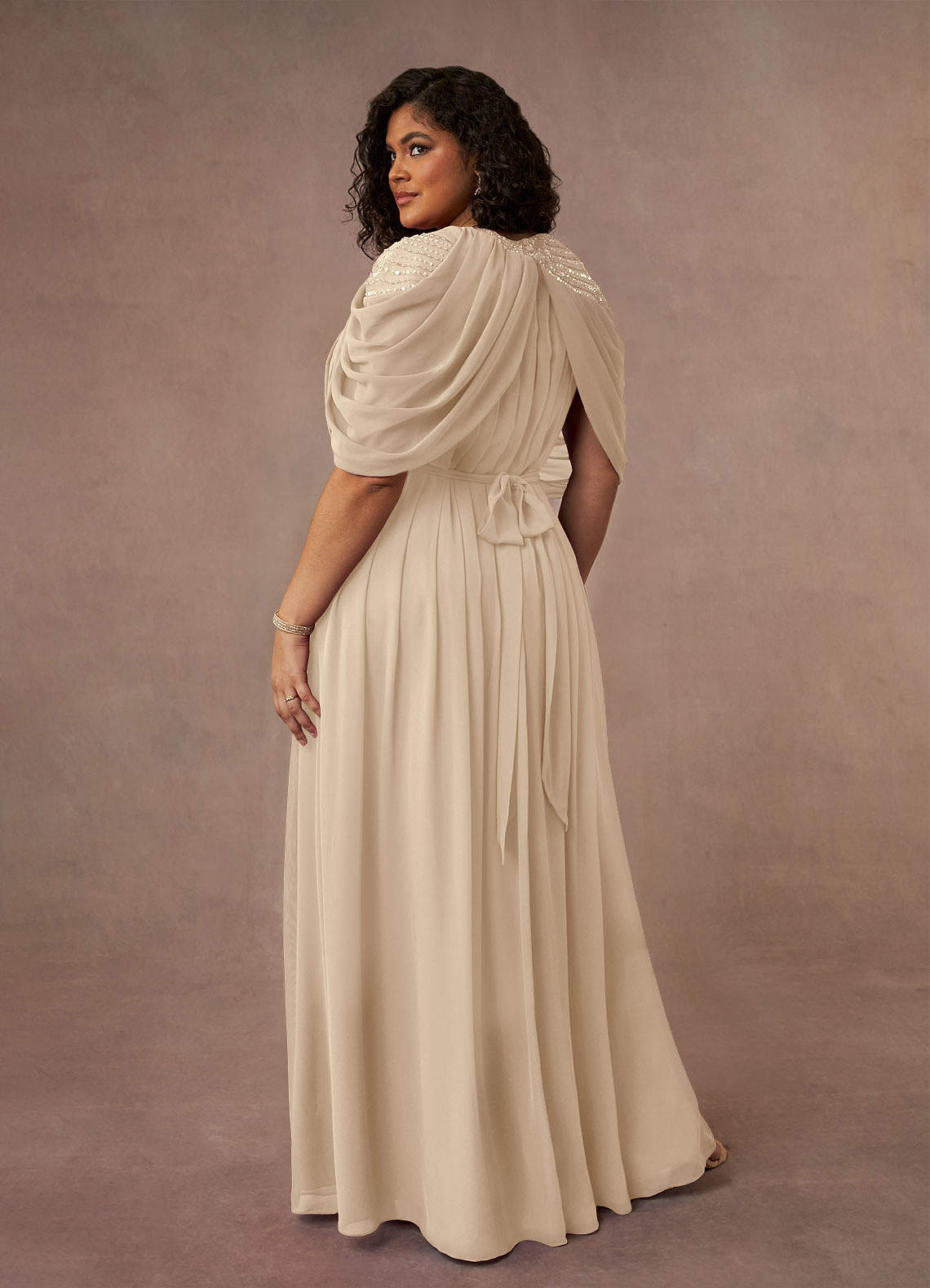 Azazie Olena Wisteria A-Line Sequins Chiffon Dress Ready to Ship